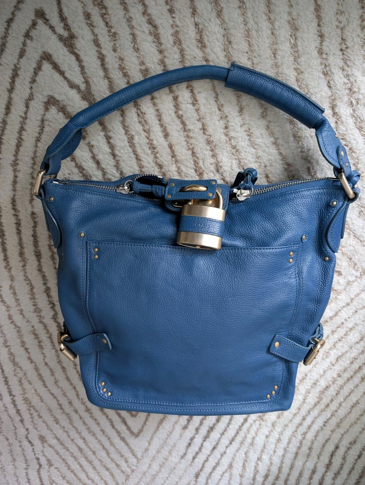 y2k Chloe paddington large hand bag blue leather cadena padlock used 202501m
