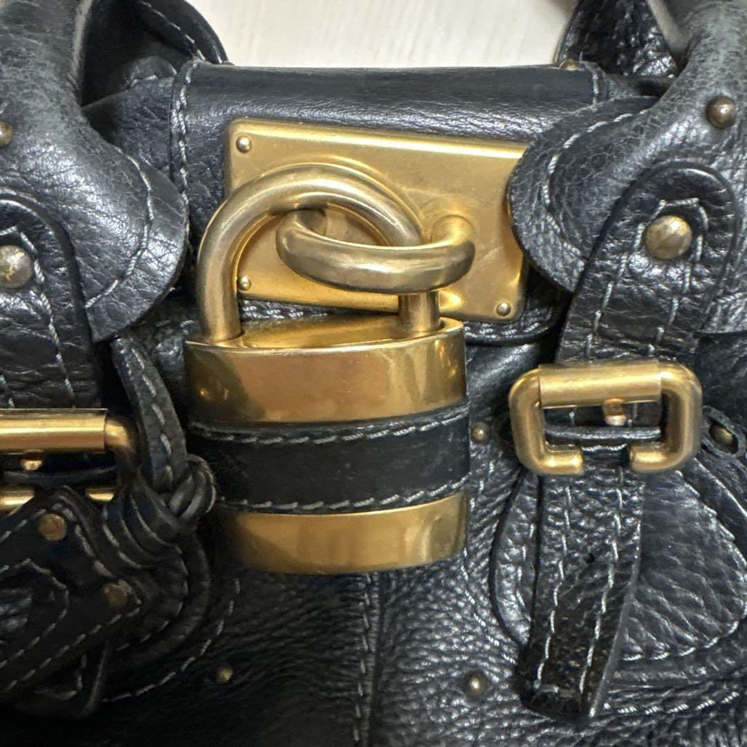 Chloe paddington handbag mini boston bag padlock key black leather