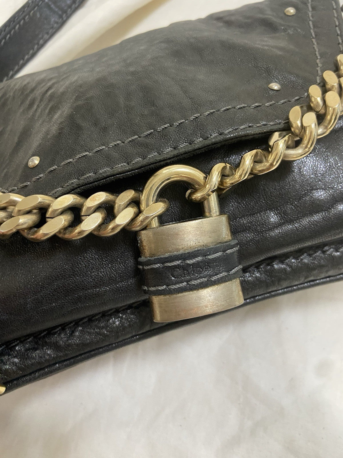 rare Chloe paddington small shoulder bag scandi bag dark khaki black