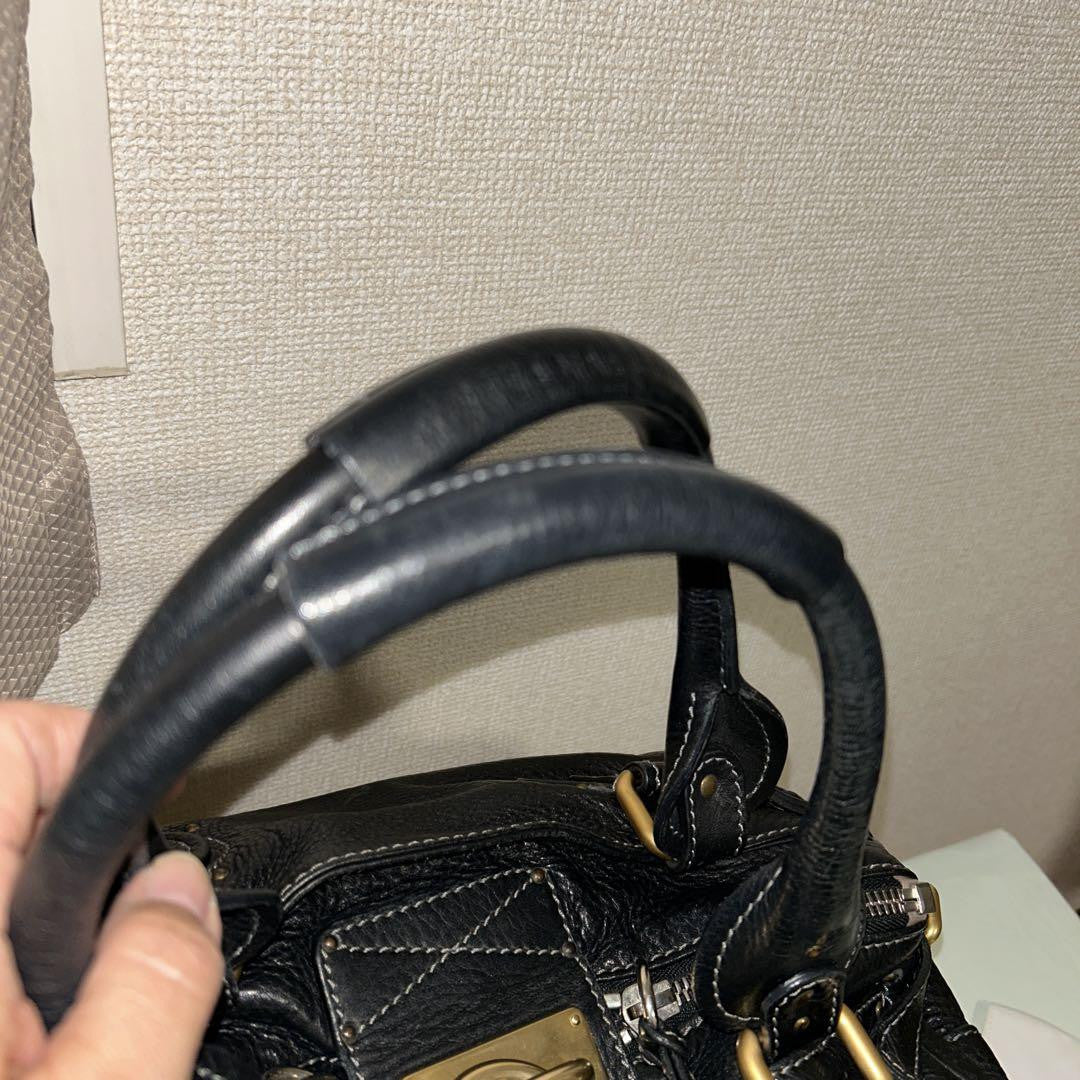 Chloe paddington handbag shoulder bag padlock key black leather