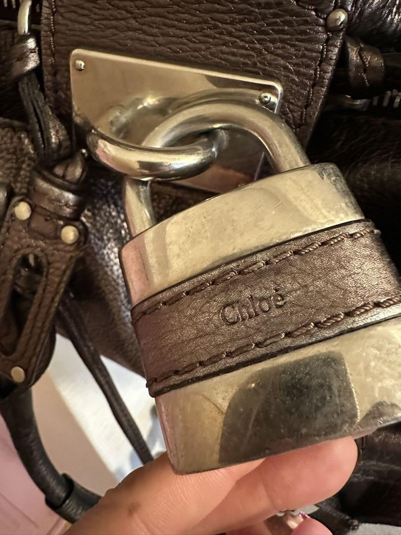 Chloe paddington handbag shoulder bag padlock key metallic leather