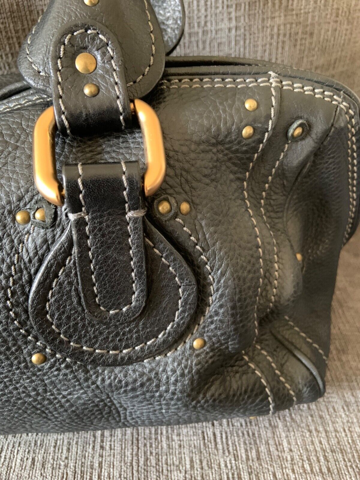 Chloe paddington black leather east west shoulder hobo bag lock key