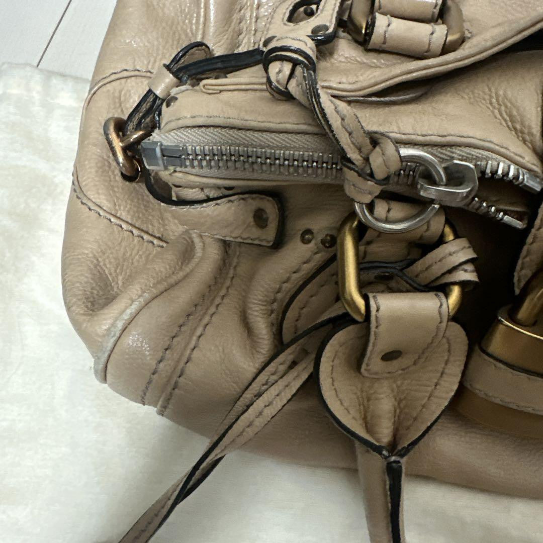 Chloe paddington shoulder bag handbag padlock key leather beige