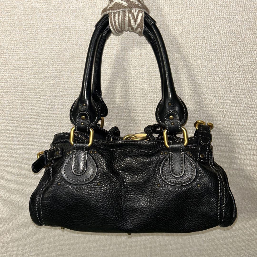 Chloe paddington handbag shoulder bag padlock key black leather