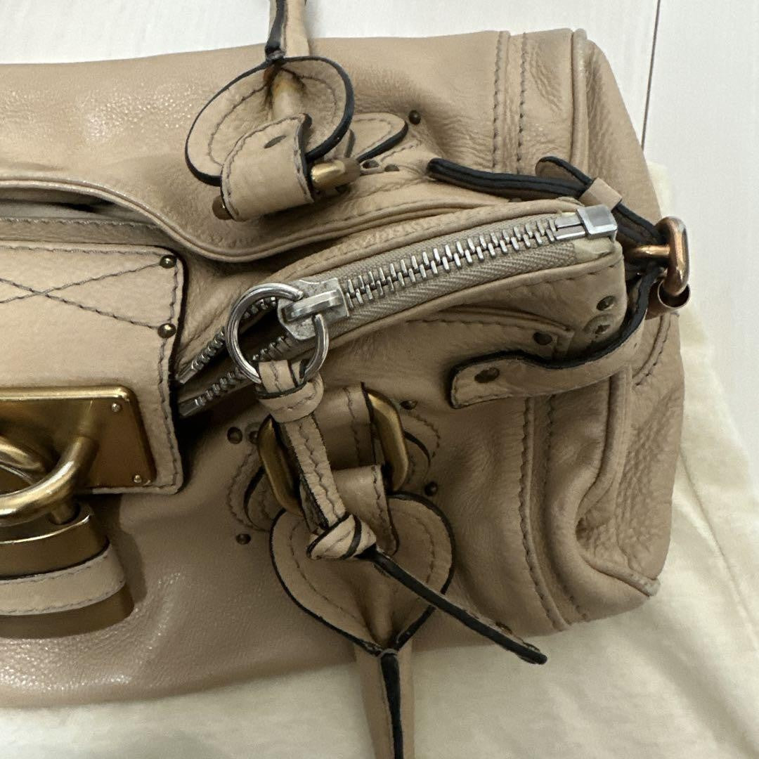 Chloe paddington shoulder bag handbag padlock key leather beige
