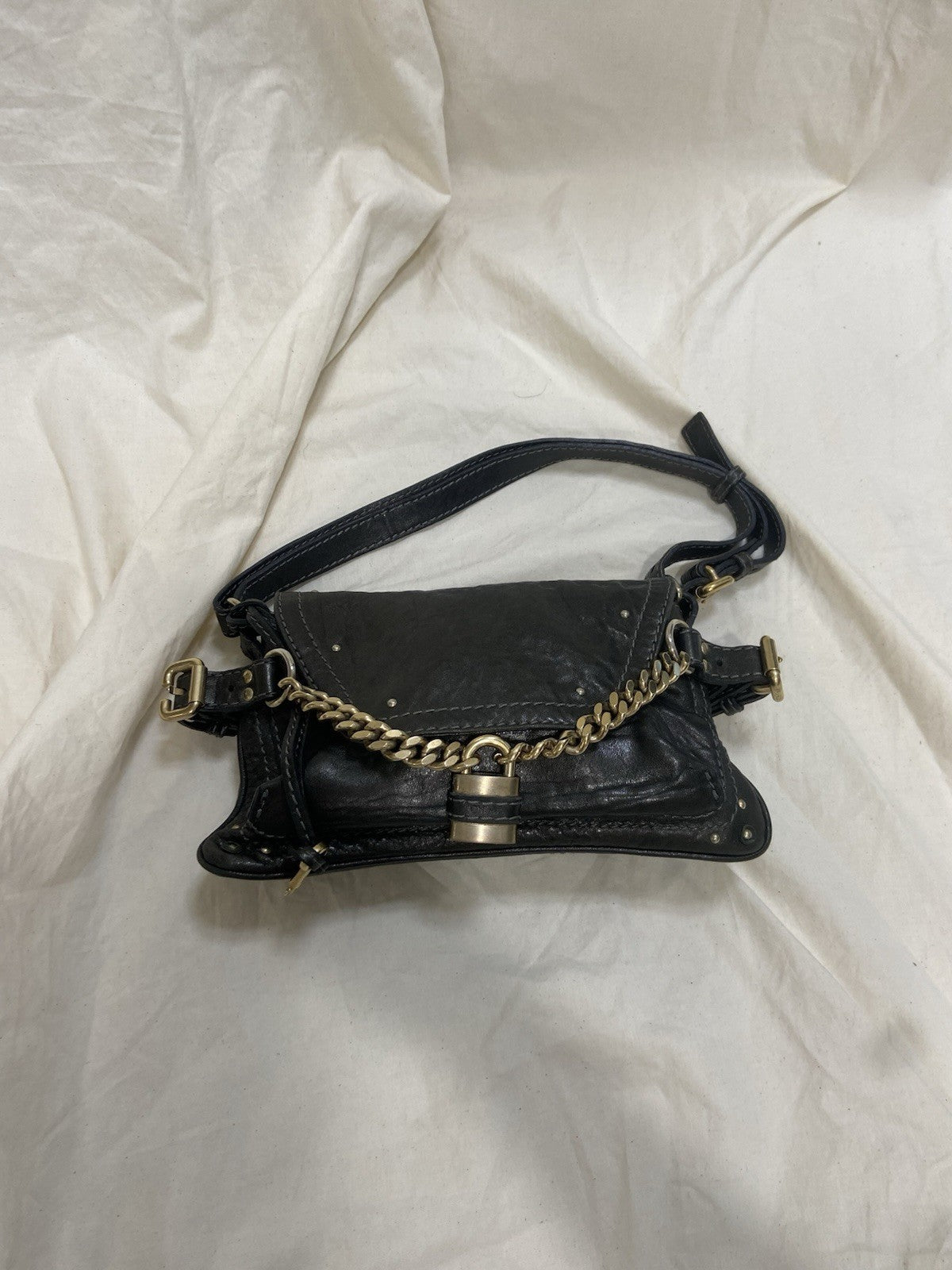 rare Chloe paddington small shoulder bag scandi bag dark khaki black