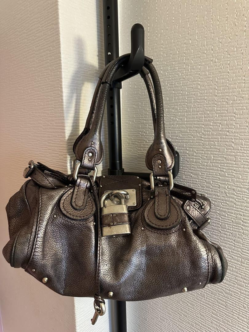 Chloe paddington handbag shoulder bag padlock key metallic leather
